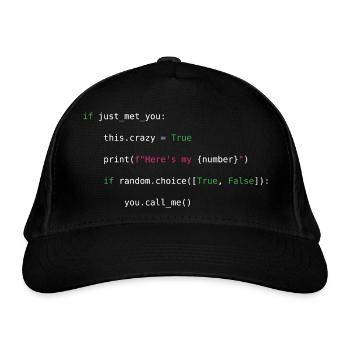 Call me maybe python - Bio-Baseballkappe - Schwarz - Vorne