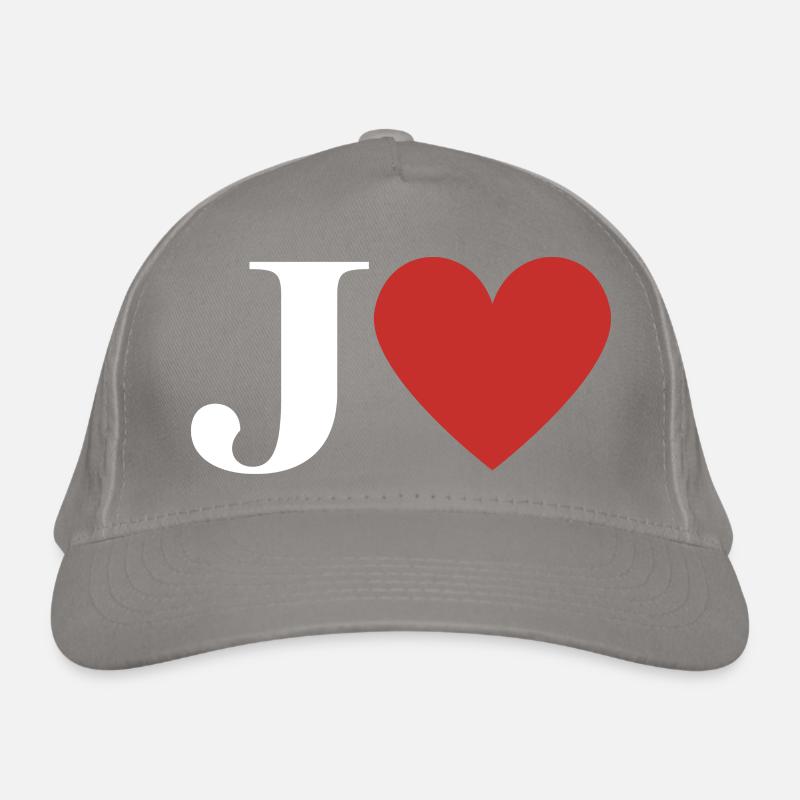 Buchstabe j rotes Herz Bio-Baseballkappe