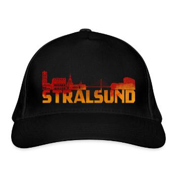 Hansestadt Stralsund Silhouette Skyline Ozeaneum B - Bio-Baseballkappe - Schwarz - Vorne