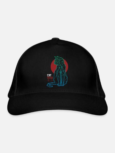 Cat, Neko et ネコ - Casquette classique bio - noir - Devant