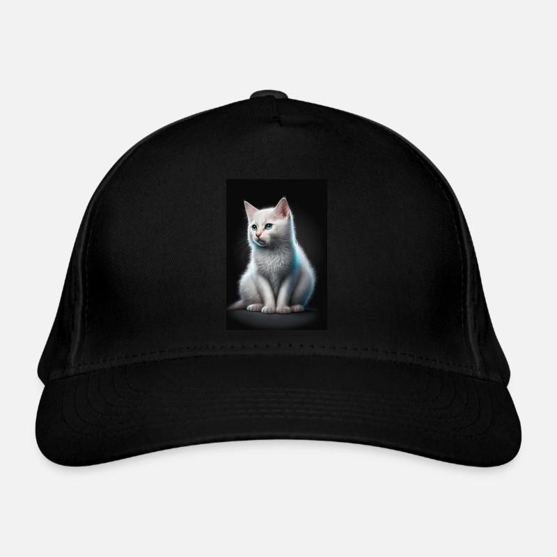 White cat Organic Baseball Cap