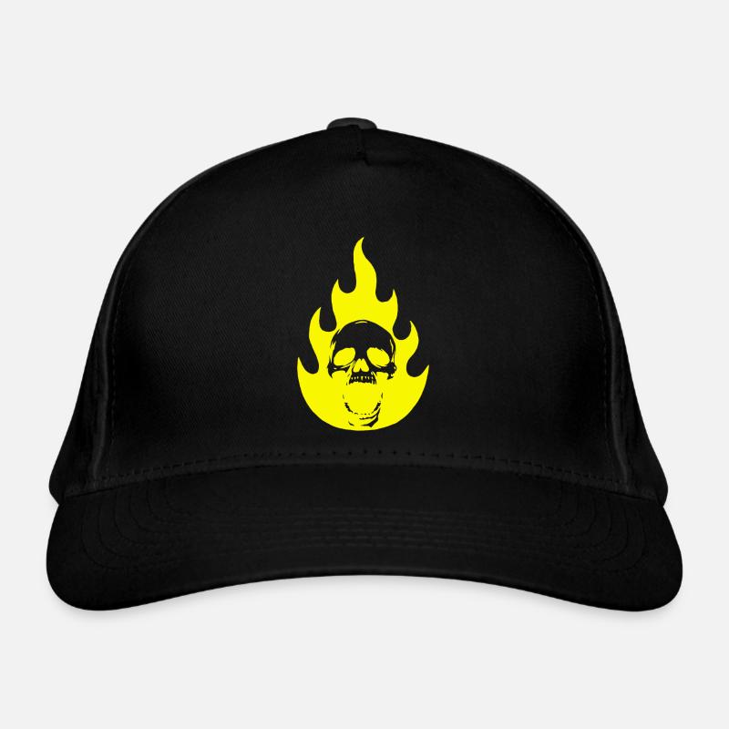 Crâne et flamme jaune Casquette classique bio