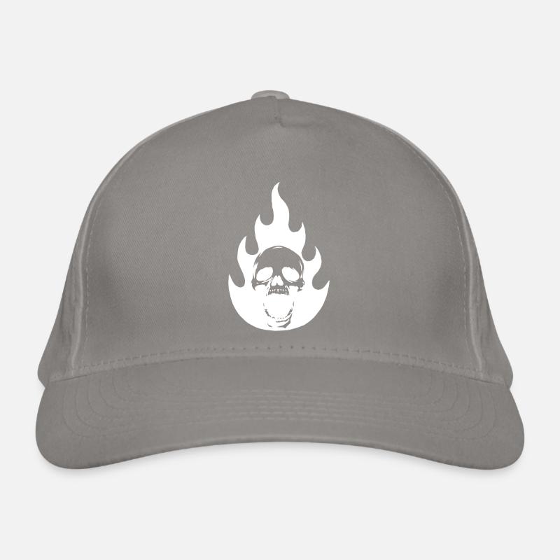 Skull and white flame Organic Baseball Cap