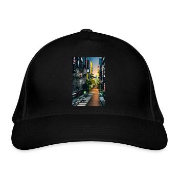 Tokio-Landschaft - Bio-Baseballkappe - Schwarz - Vorne