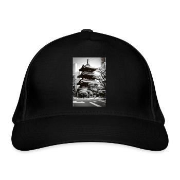 Tokio-Landschaft - Bio-Baseballkappe - Schwarz - Vorne