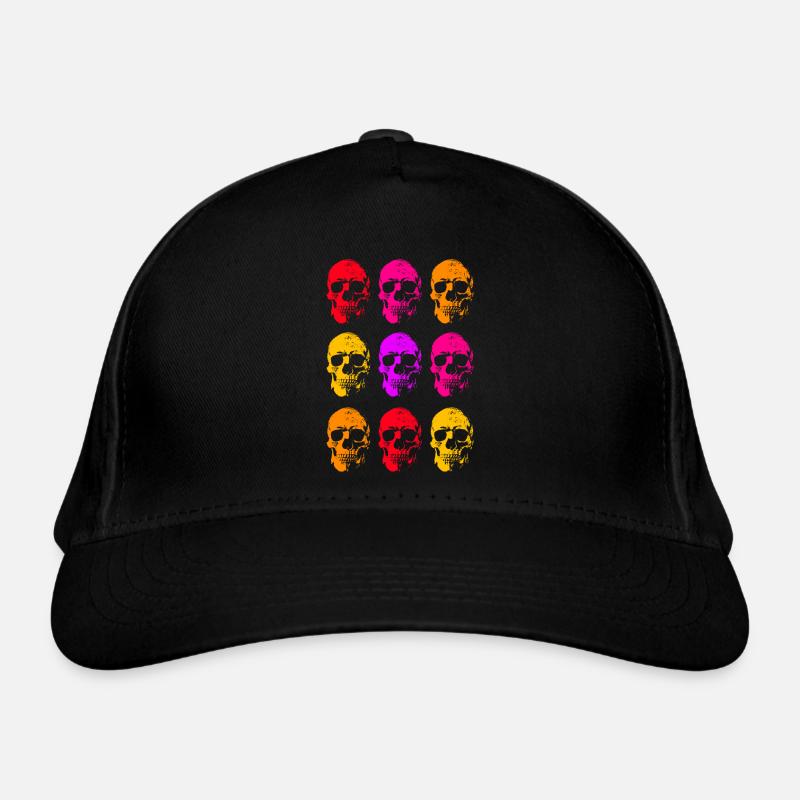 Farbige lineare Totenkopfkunst Bio-Baseballkappe