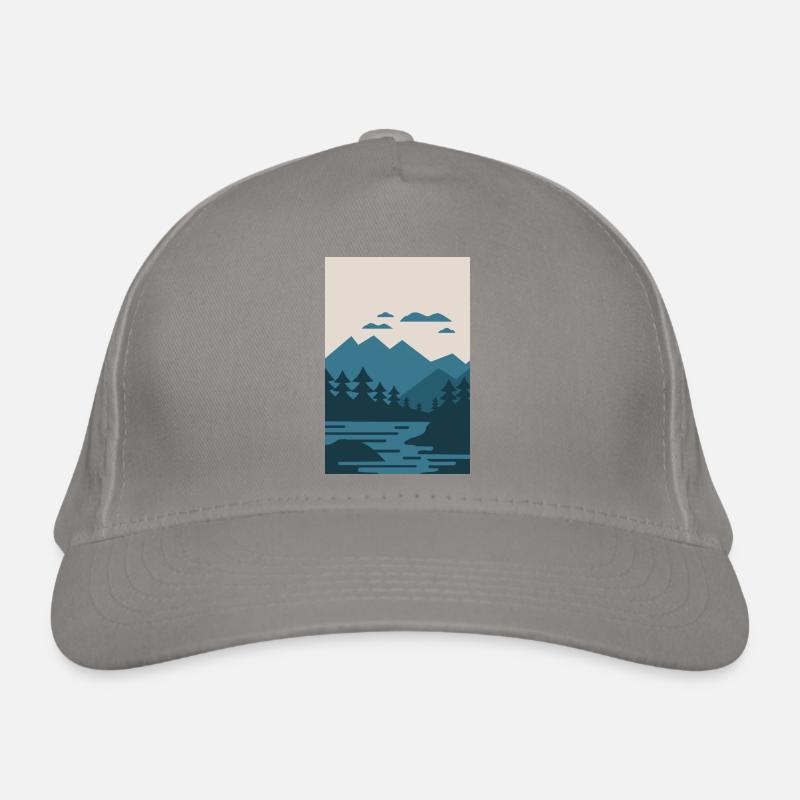 Vintage-Landschaft mit See und Bergen Bio-Baseballkappe