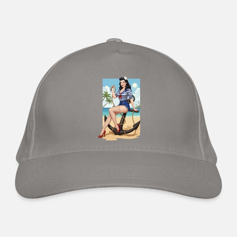 Beach sailor pinup Organic Baseball Cap