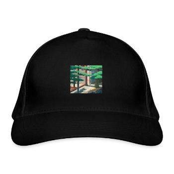 Tokio-Landschaft - Bio-Baseballkappe - Schwarz - Vorne