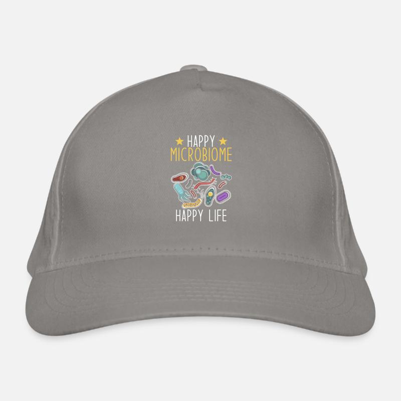 Microbiome Saying Happy Microbiome Happy Life Organic Baseball Cap