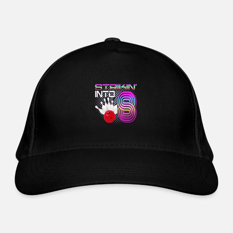 Striking Into 8 Bowling Bowler 8th Birthday Organic Baseball Cap
