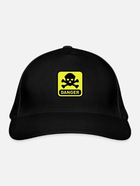 Danger skull - Organic Baseball Cap - black - Front