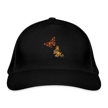 3 Farbschmetterlingsentwurf - Bio-Baseballkappe - Schwarz - Vorne