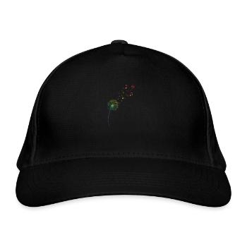 Regenbogen Pusteblume Löwenzahn Noten Musik - Bio-Baseballkappe - Schwarz - Vorne