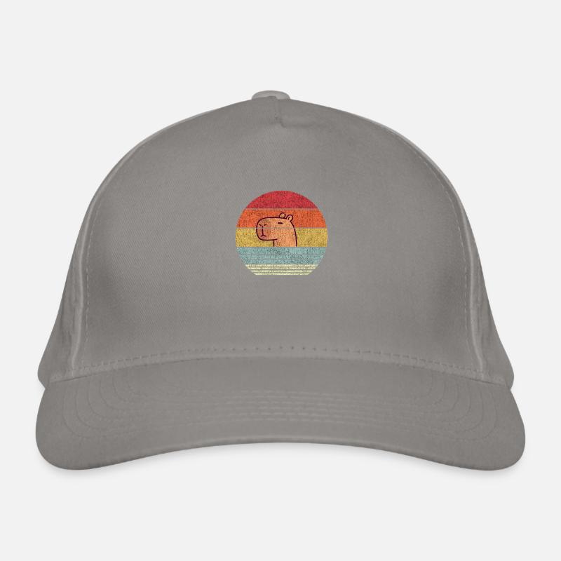 Sunset Retro Capybara Organic Baseball Cap