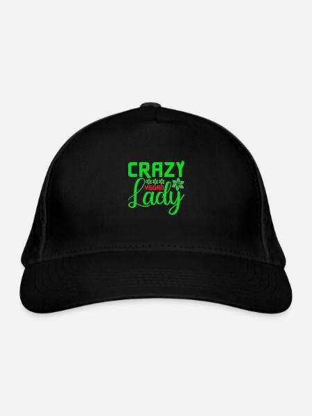 Crazy Vegan Lady - Organic Baseball Cap - black - Front