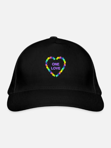 One Love Regenbogen - Bio-Baseballkappe - Schwarz