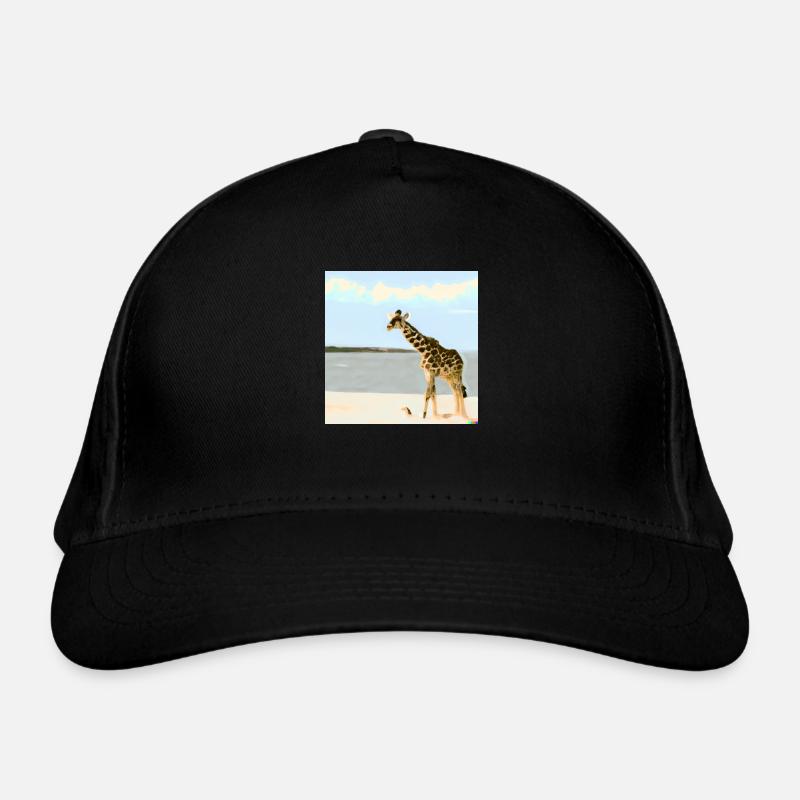 Giraffe am Strand - Bio-Baseballkappe - Schwarz