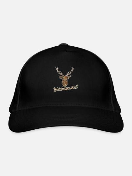 Waidmannsheil Jäger Jägerin Jägergruß Hirsch Wald - Bio-Baseballkappe - Schwarz - Vorne