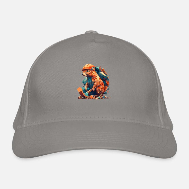 Beaver works on the construction site Organic Baseball Cap