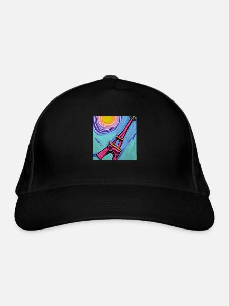 Paris Eiffel Tower van gogh - Organic Baseball Cap - black - Front