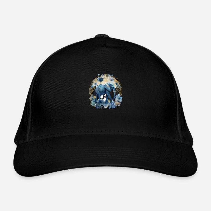 Blauer Elefant – Ruhe in Aquarell - Bio-Baseballkappe - Schwarz