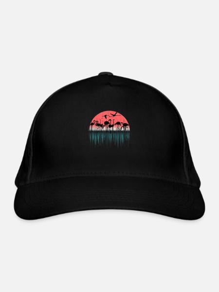 Flamants tropicaux Flamants roses de l’île d’été - Casquette classique bio - noir - Devant