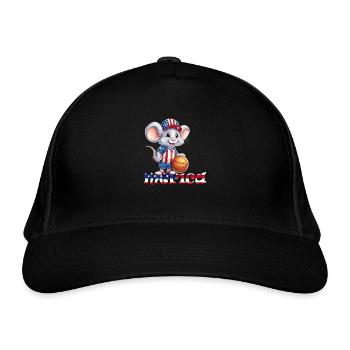 Merica Unabhängigkeitstag 4. Juli Baseball Maus - Bio-Baseballkappe - Schwarz - Vorne