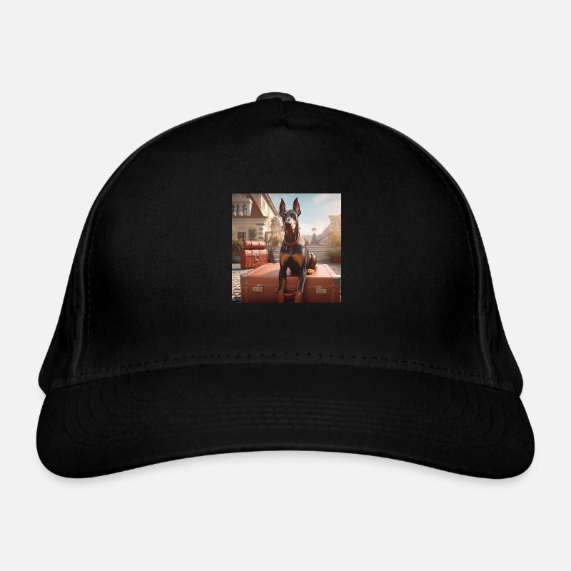 Doberman en vacances sur une valise Casquette classique bio