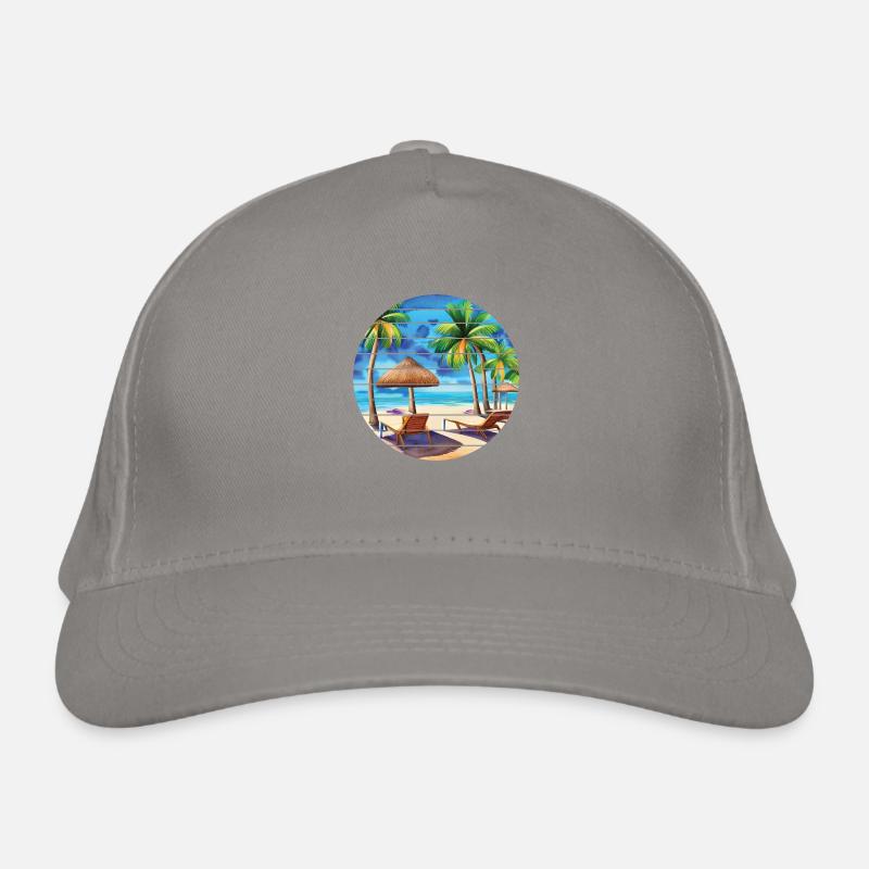 Summer Holiday Palm Island Sun Beach Palm Trees Organic Baseball Cap