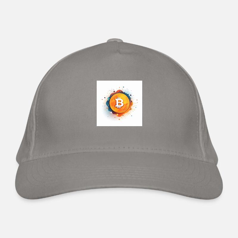 bitcoin logo design minimalistic white background Bio-Baseballkappe