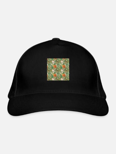 Blumen Nahtloses Muster Blumen Glückliche Blütenkunst - Bio-Baseballkappe - Schwarz - Vorne