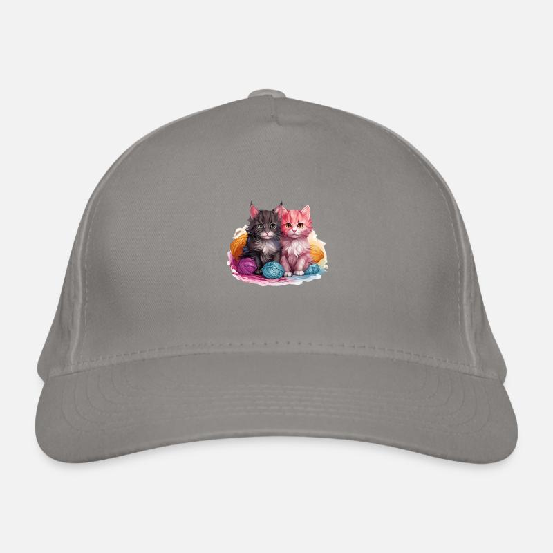 Two kittens with ball of wool in vector graphic style Organic Baseball Cap