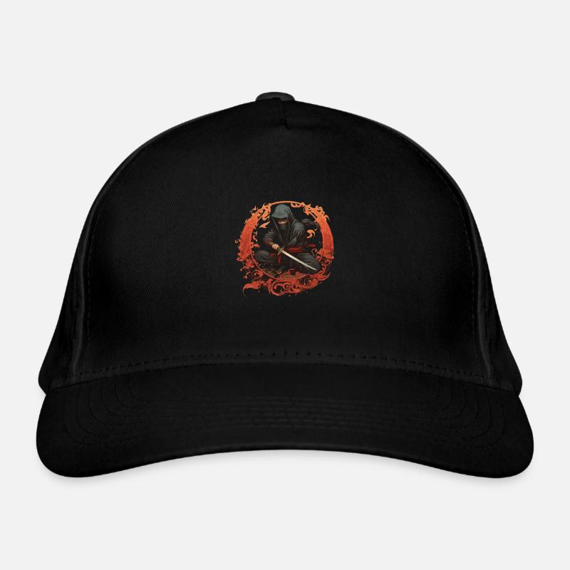 Ninja with samurai sword - Organic Baseball Cap - black