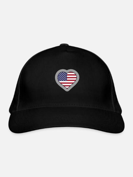 Cœur des États-Unis - Casquette classique bio - noir - Devant