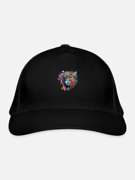Fashionable street art woman - Organic Baseball Cap - black - Front