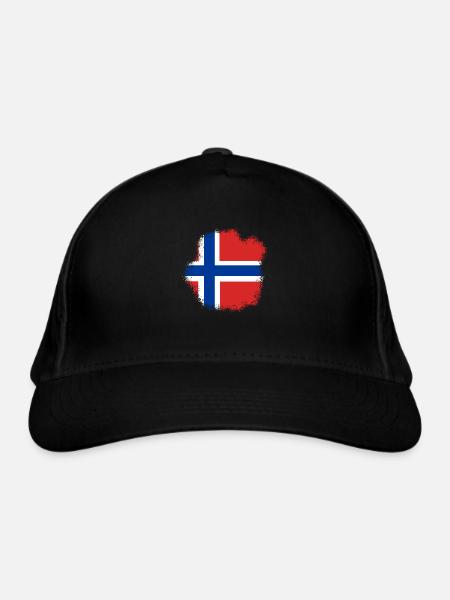 Norwegen Flagge Skandinavien Norwegische Fahne - Bio-Baseballkappe - Schwarz - Vorne