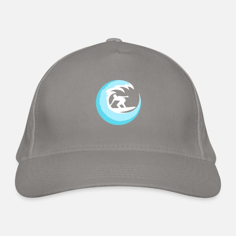 Surfer Surfboard Round Blue Circle Wave Surfing Organic Baseball Cap
