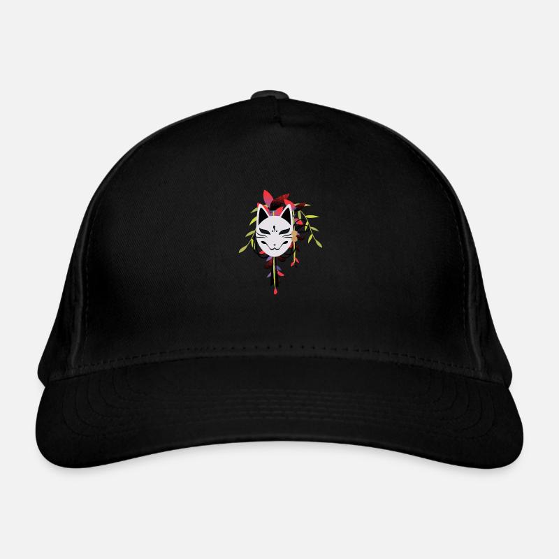 Fuchsmaske Japan Design - Bio-Baseballkappe - Schwarz
