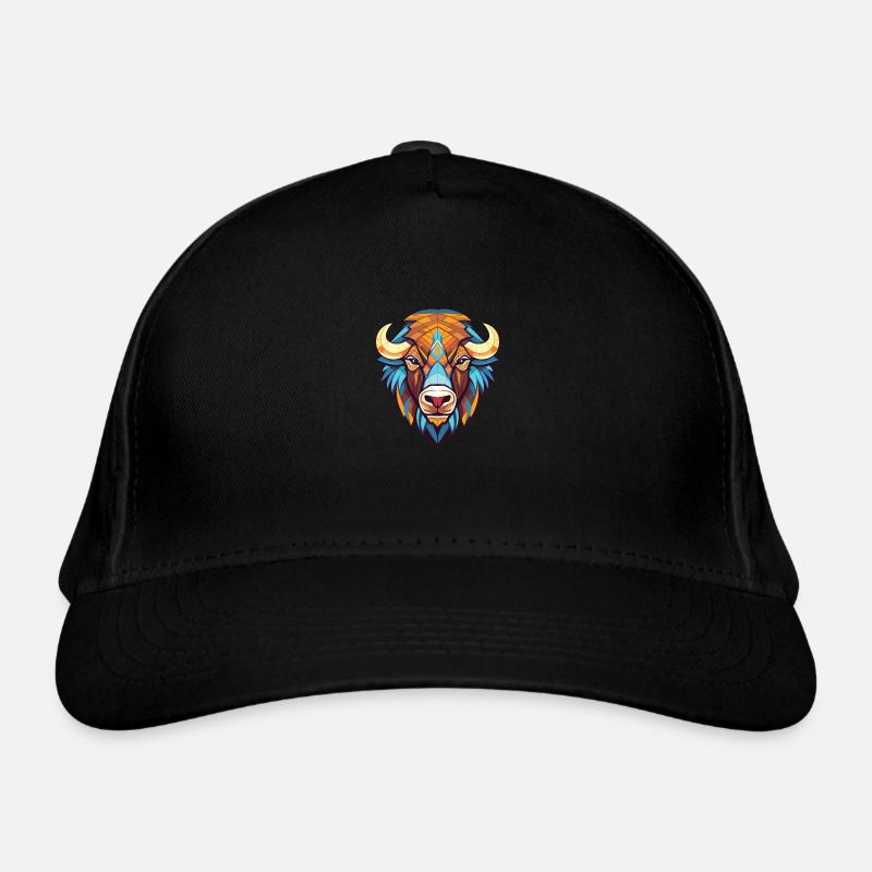 Bison buntes Aquarell Tier Haustier Illustration Bio-Baseballkappe