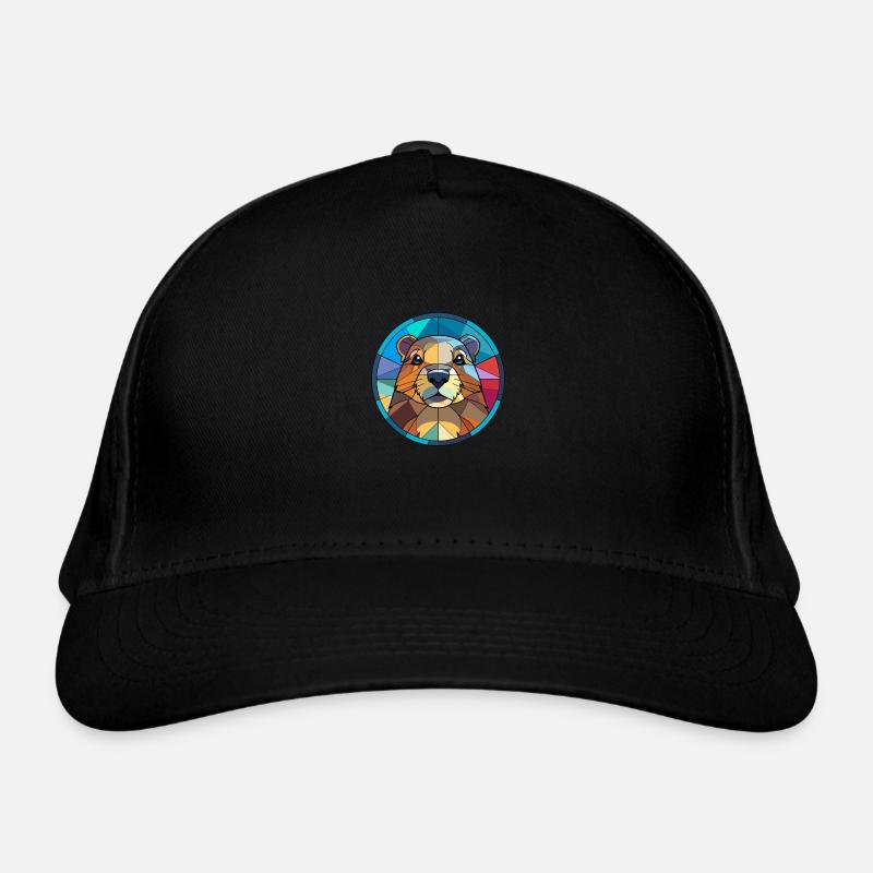 Marmotte vitrail coloré dessin animé Kawaii An Casquette classique bio