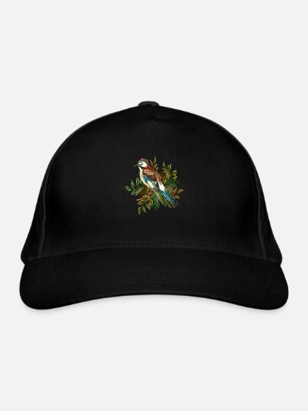 Bunter Vogel - Bio-Baseballkappe - Schwarz - Vorne