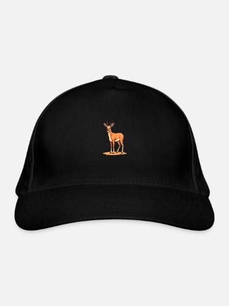 Antilope mignon heureux kawaii dessin animé Clipart Animal - Casquette classique bio - noir - Devant