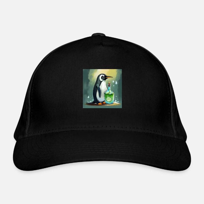 penguin with a Gin and Tonic bottle Organic Baseball Cap
