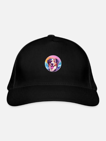 Alano Español Hunderasse Cartoon Kawaii Aquarell - Bio-Baseballkappe - Schwarz - Vorne