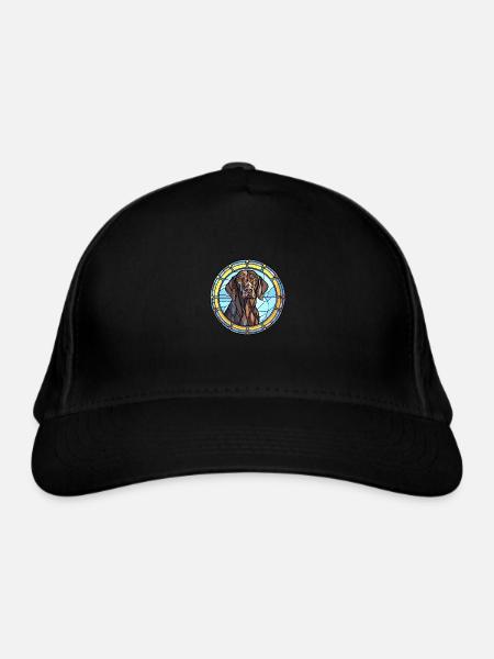 Frisian Pointing Dog Breed Stained Glass Colorful - Organic Baseball Cap - black - Front
