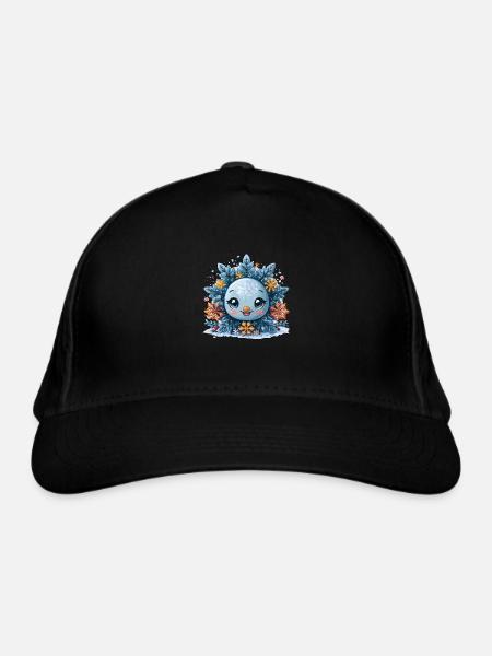 Snowflake for children - Organic Baseball Cap - black - Front