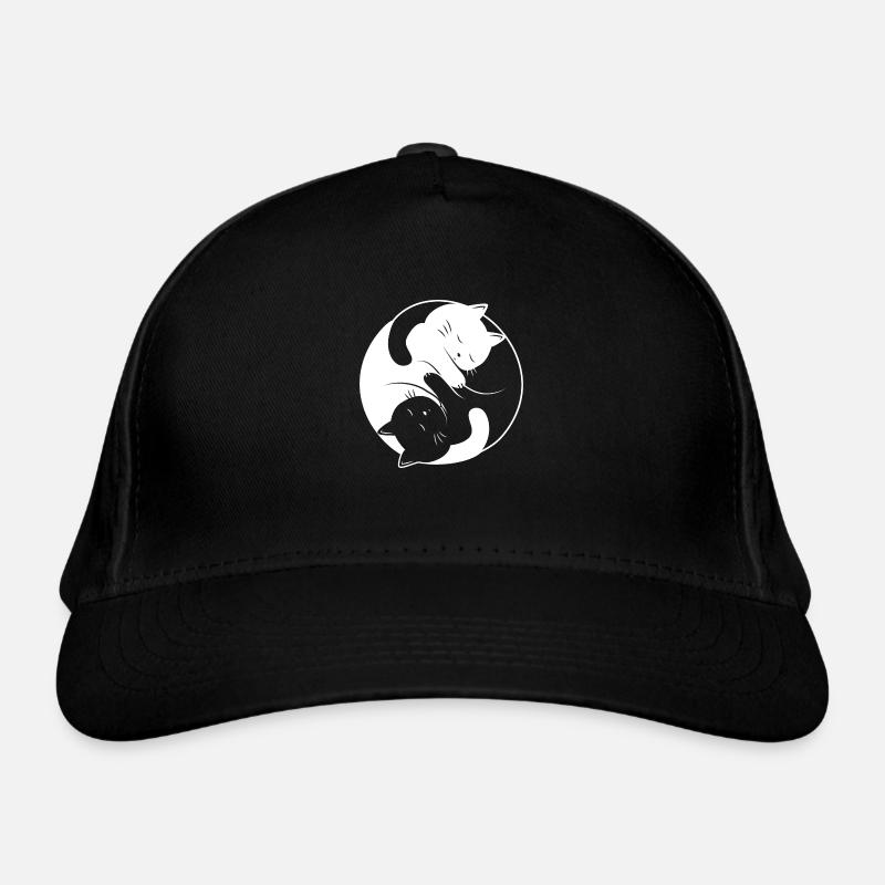 Ying Yang Katze - Bio-Baseballkappe - Schwarz