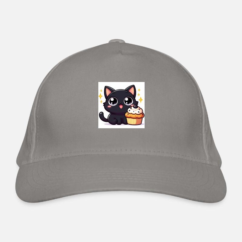 Sweet Kitty Schwarz mit grossen Augen und Cupcake Bio-Baseballkappe