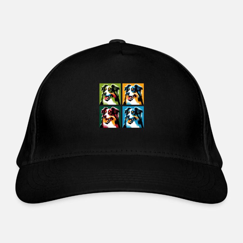 Pop Australian Shepherd Dog Portrait Organic Baseball Cap